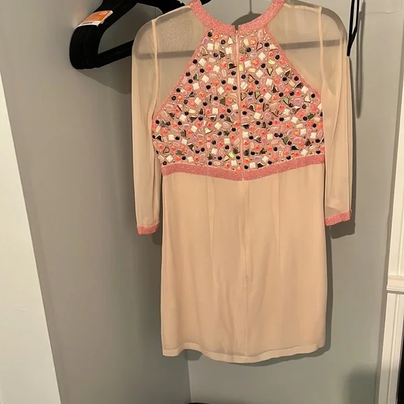 FCUK Light pink mini shift dress with beautiful beading - Picture 2 of 7